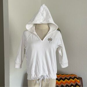 Vintage 1990s Y2K NY Jeans Blokecore Hooded 3/4 Sleeves Top